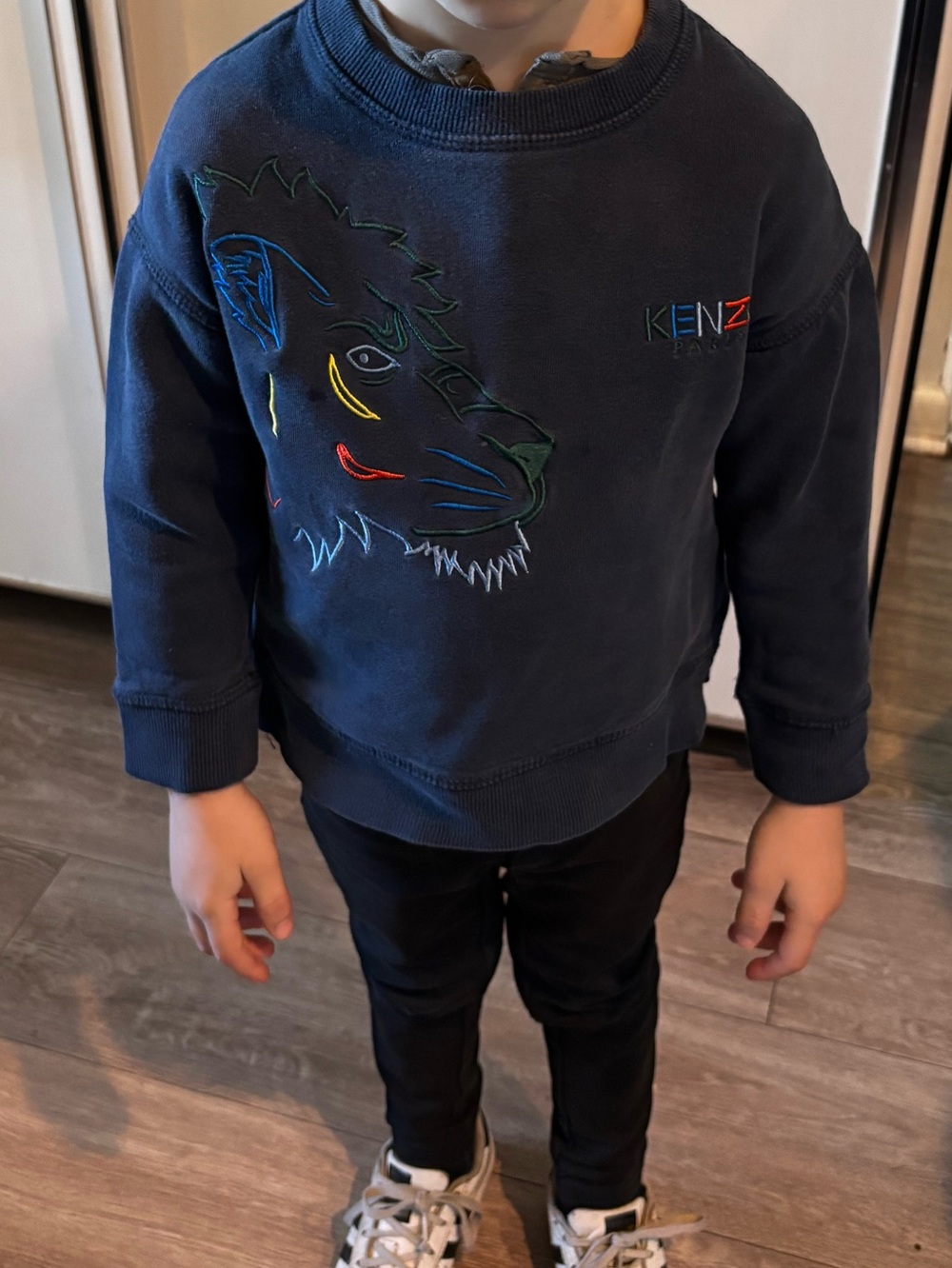 Kenzo Navy Sweatshirt with Multicolor Embroidered Lion